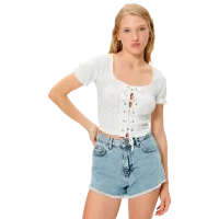 Tricou pentru femei Koton 4SAL10033IK 100% poliester/ White