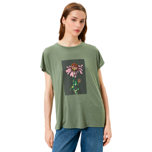 Tricou pentru femei Koton 4SAK50119EK 35% viscoză/ Khaki photo 1