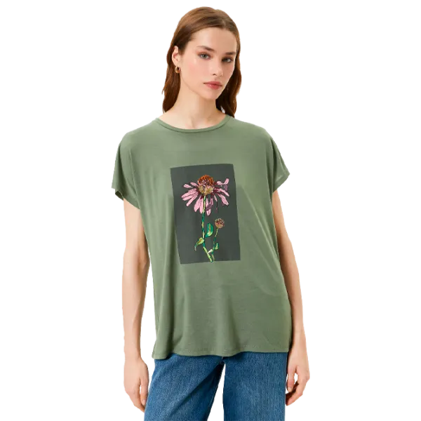 Tricou pentru femei Koton 4SAK50119EK 35% viscoză/ Khaki photo 1