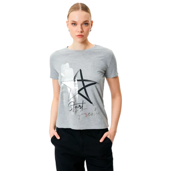 Tricou pentru femei Koton 4SAK50167EK 100% bumbac/ Gray photo 1