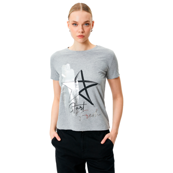 Tricou pentru femei Koton 4SAK50167EK 100% bumbac/ Gray photo 1