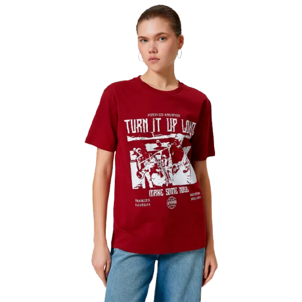 Футболка для женщин Koton 4SAL10102IK 100% хлопок/ Бордовый photo 1