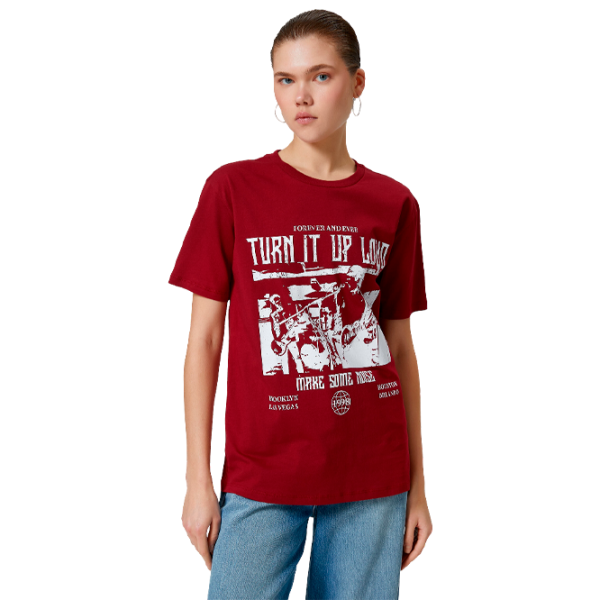 Tricou pentru femei Koton 4SAL10102IK 100% bumbac/ Bordo photo 1