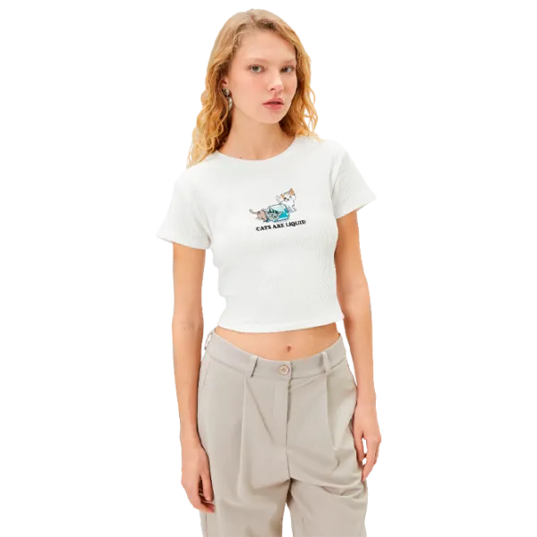 Tricou pentru femei Koton 4SAL10053IK 100% bumbac/ White photo 1