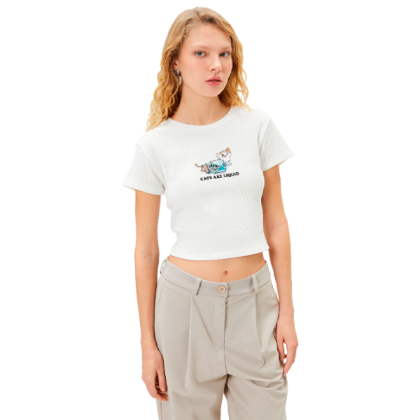 Tricou pentru femei Koton 4SAL10053IK 100% bumbac/ White photo 1