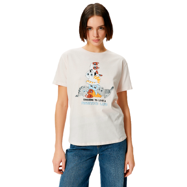 Футболка для женщин Koton 4SAL10184IK 100% хлопок/ Розовый photo 1