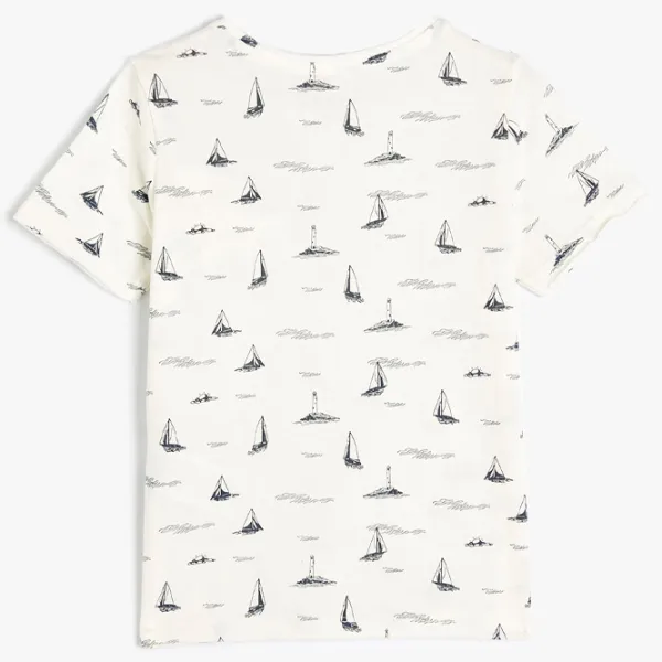 Tricou pentru băieți Koton 4SKB10172TK 140 / Ecru photo 1 Tricou pentru băieți Koton 4SKB10172TK 140 / Ecru photo 1