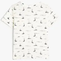 Tricou pentru băieți Koton 4SKB10172TK 140 / Ecru