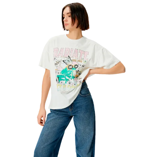 Tricou pentru femei Koton 4SAL10234IK 100% bumbac/ White photo 1