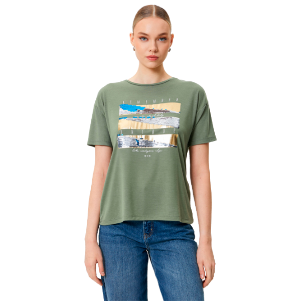 Tricou pentru femei Koton 4SAK50109EK 35% viscoză/ Khaki photo 1