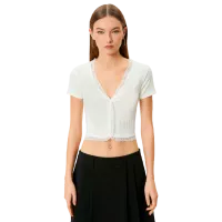 Tricou pentru femei Koton 4SAL10177IK 100% bumbac/ White