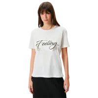 Tricou pentru femei Koton 4SAK50074EK 100% bumbac/ White