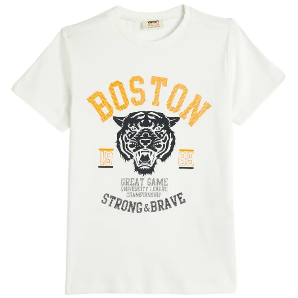 Tricou pentru băieți Koton 4SKB10022TK 140 / White photo 1