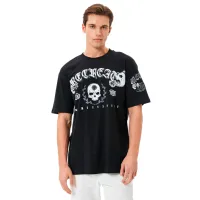 Tricou pentru bărbați Koton 4SAM10134HK 100% bumbac/ Black