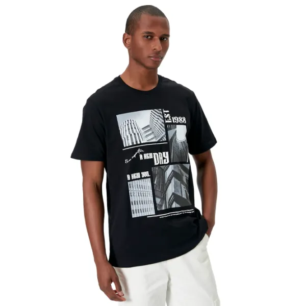 Tricou pentru bărbați Koton 4SAM10292HK 100% bumbac/ Black photo 1