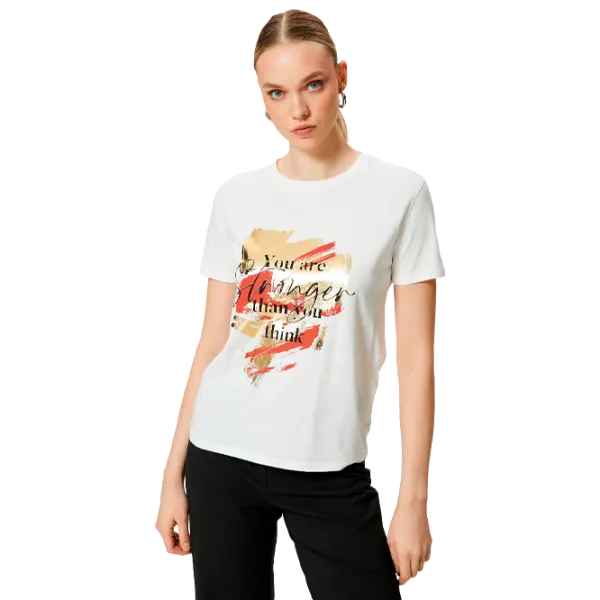 Tricou pentru femei Koton 4SAK50166EK 100% bumbac/ White photo 1