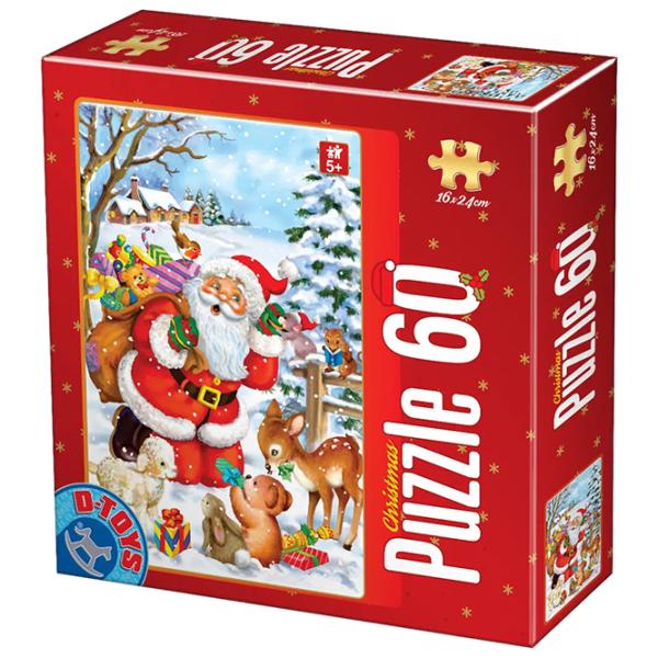 Puzzle 2D D-TOYS Moș Crăciun, cu jucării și animăluțe 5+/ Numărul de piese: 60 photo 1 Puzzle 2D D-TOYS Moș Crăciun, cu jucării și animăluțe 5+/ Numărul de piese: 60 photo 1