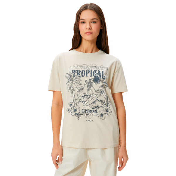 Футболка для женщин Koton 4SAL10052IK 100% хлопок/ Бежевый photo 1