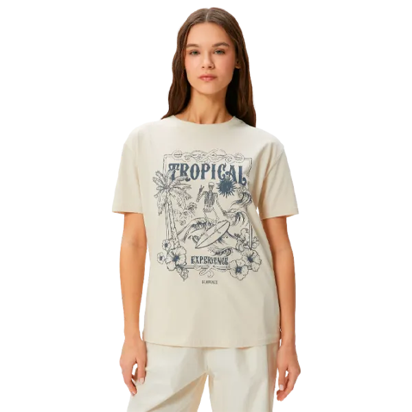 Tricou pentru femei Koton 4SAL10052IK 100% bumbac/ Beige photo 1