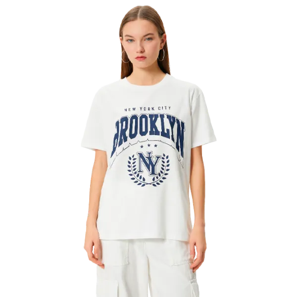 Футболка для женщин Koton 4SAL10037IK 100% хлопок/ Белый photo 1