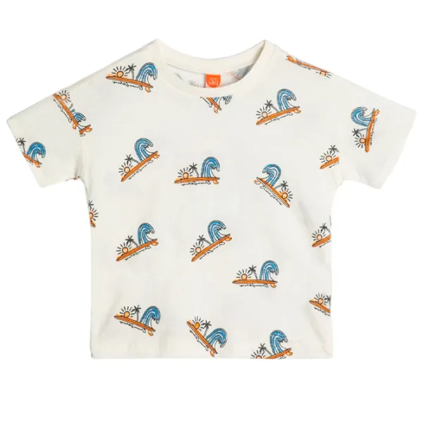 Tricou pentru băieți Koton 4SMB10148TK 104/ Ecru photo 1