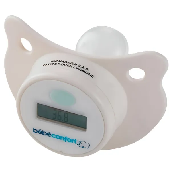 Пустышка с термометром круглая Bebe Confort 32000140 Унисекс/ 0 месяцев - 3 года/ Силикон/ Белый photo 1