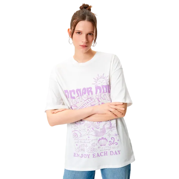 Футболка для женщин Koton 4SAL10181IK 100% хлопок/ Белый photo 1