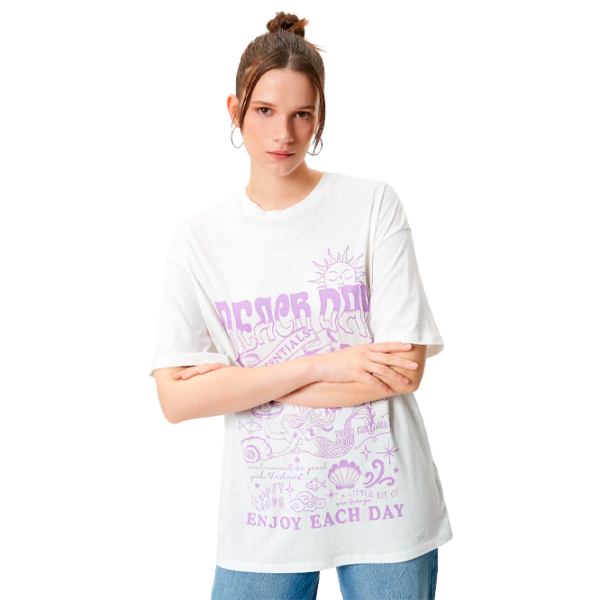 Футболка для женщин Koton 4SAL10181IK 100% хлопок/ Белый photo 1