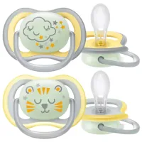 Соска ортодонтическая Philips Avent Ultra Air Night SCF376/ 01 Унисекс/ 18 месяцев -/ Силикон/ Зелёный