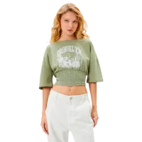 Tricou pentru femei Koton 4SAL10003IK 100% bumbac/ Khaki