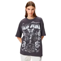 Tricou pentru femei Koton 4SAL10018IK 100% bumbac/ Anthracite