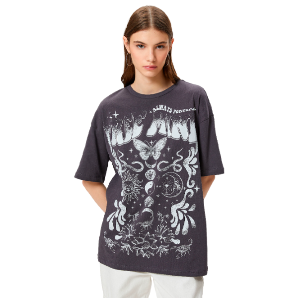 Tricou pentru femei Koton 4SAL10018IK 100% bumbac/ Anthracite photo 1