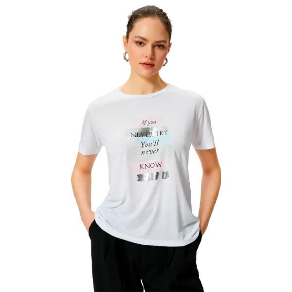 Tricou pentru femei Koton 4SAK50401EK 35% viscoză/ White photo 1