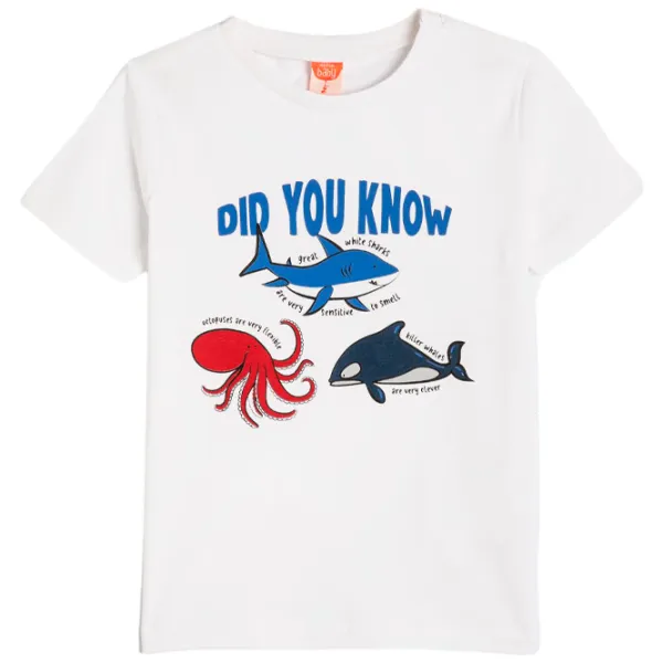 Tricou pentru băieți Koton 4SMB10075TK 92/ Ecru photo 1