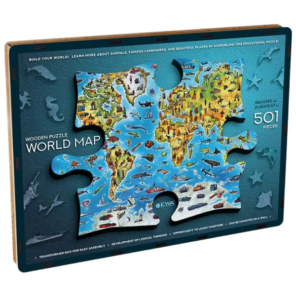 Puzzle 2D Ewa Toys Harta lumii 14+/ Numărul de piese: 501 photo 1