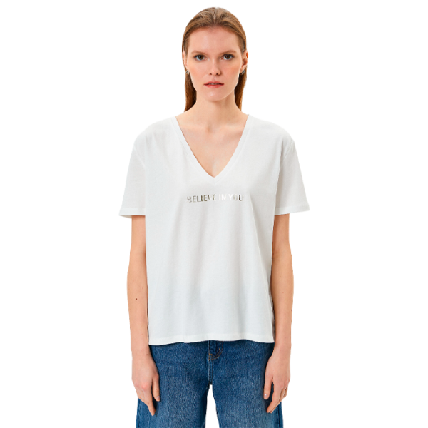 Tricou pentru femei Koton 4SAK50093EK 100% bumbac/ White photo 1