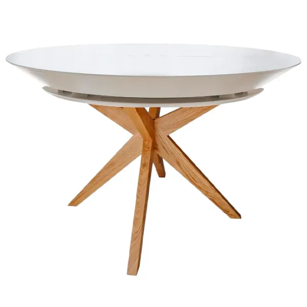 Masă de bucătărie extensibilă DecoPrim Nova Furnir Italian White+Wood Oak Leg MDF/ White photo 1
