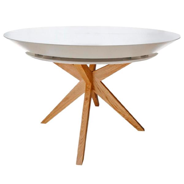 Masă de bucătărie extensibilă DecoPrim Nova Furnir Italian White+Wood Oak Leg MDF/ White photo 1