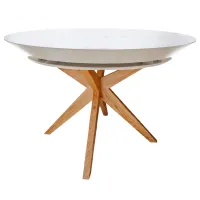 Кухонный стол раскладной DecoPrim Nova Furnir Italian White+Wood Oak Leg МДФ/ Белый