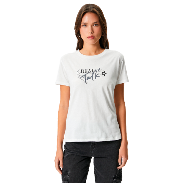 Tricou pentru femei Koton 4SAK50164EK 100% bumbac/ White photo 1 Tricou pentru femei Koton 4SAK50164EK 100% bumbac/ White photo 1