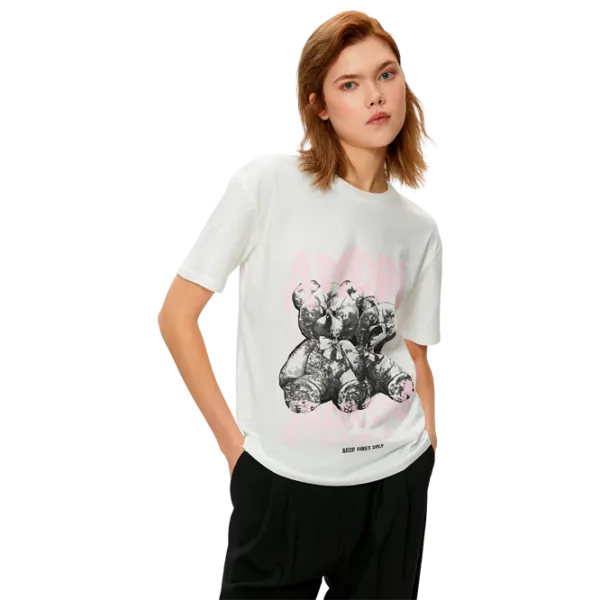 Tricou pentru femei Koton 4SAL10651IK 100% bumbac/ White photo 1