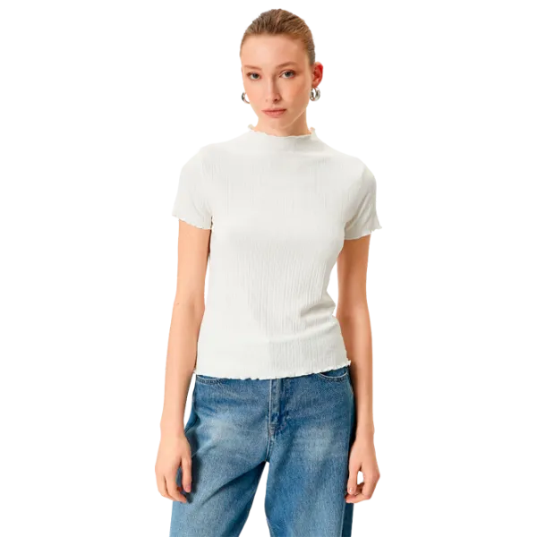 Tricou pentru femei Koton 4SAK50604EK 94% viscoză/ White photo 1 Tricou pentru femei Koton 4SAK50604EK 94% viscoză/ White photo 1