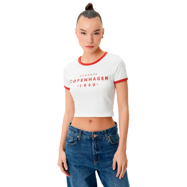 Футболка для женщин Koton 4SAL10165IK 4 % Эластан/ Белый photo 1