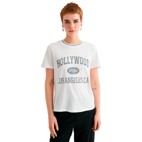 Футболка для женщин Koton 4SAL10039IK 100% хлопок/ Белый photo 1