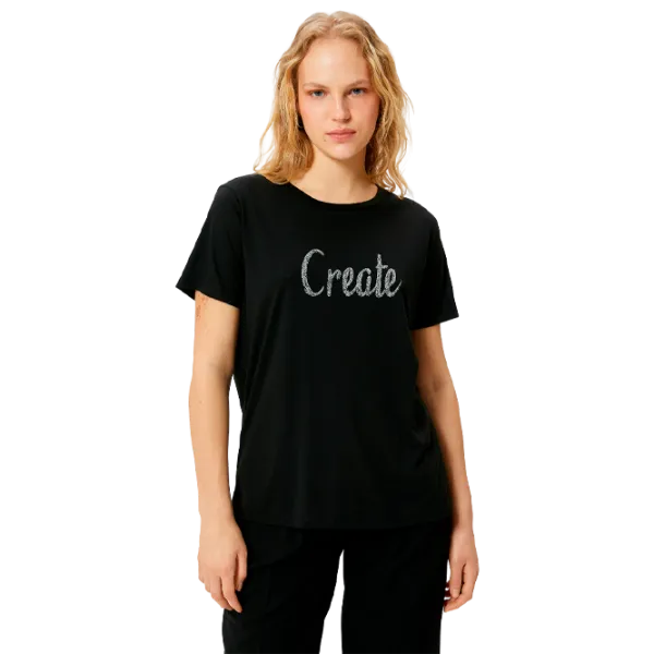 Tricou pentru femei Koton 4SAK50175EK 35% viscoză/ Black photo 1