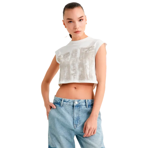 Tricou pentru femei Koton 4SAL10349IK 100% bumbac/ White photo 1