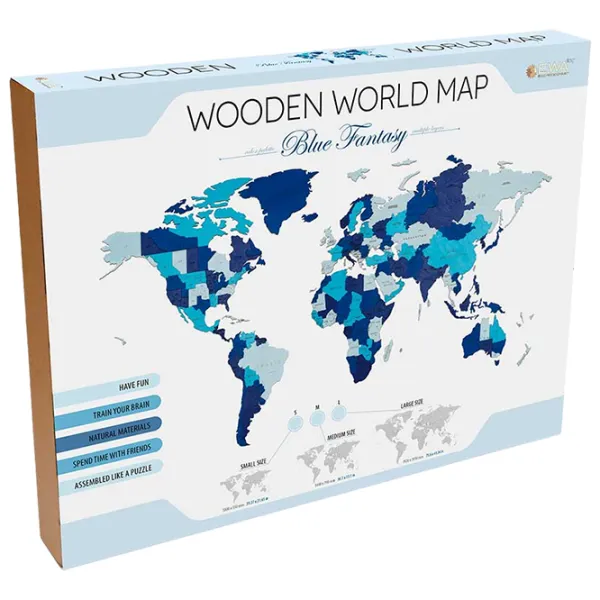 Пазл 2D Ewa Toys World Map M Blue Fantasy 14+/ Количество деталей: 126 photo 1