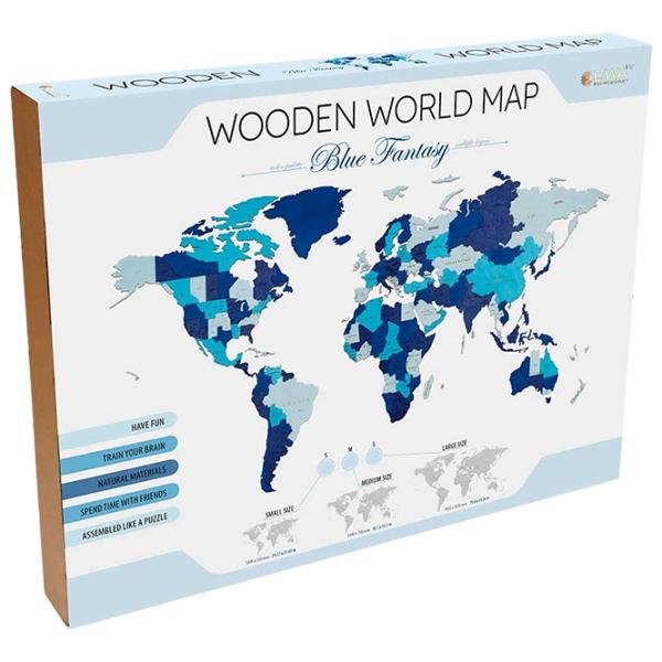 Пазл 2D Ewa Toys World Map M Blue Fantasy 14+/ Количество деталей: 126 photo 1