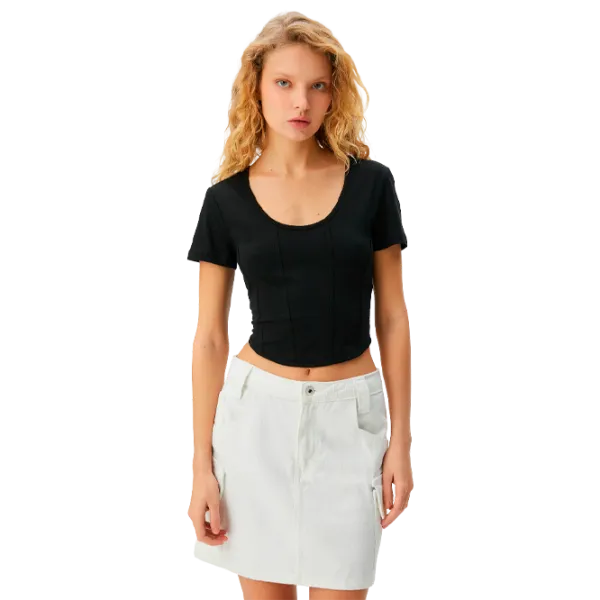 Tricou pentru femei Koton 4SAL10048IK 97% Bumbac/ Black photo 1