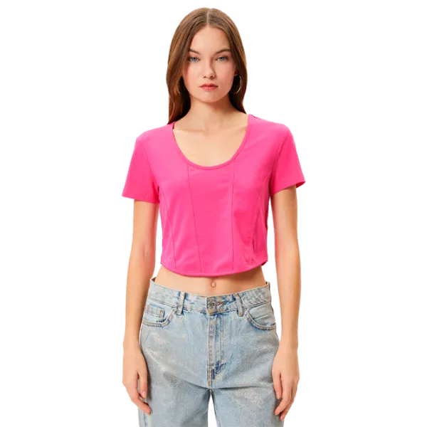 Tricou pentru femei Koton 4SAL10048IK 97% Bumbac/ Fuchsia photo 1